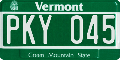 VT license plate PKY045