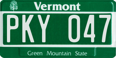 VT license plate PKY047