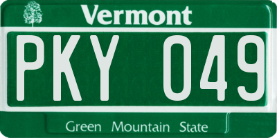 VT license plate PKY049