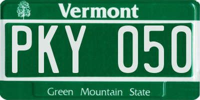 VT license plate PKY050