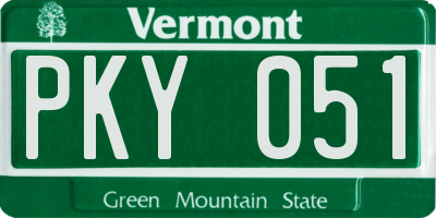 VT license plate PKY051