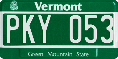 VT license plate PKY053