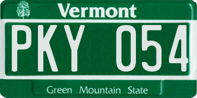 VT license plate PKY054