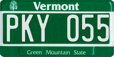 VT license plate PKY055