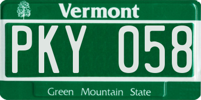 VT license plate PKY058