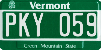 VT license plate PKY059