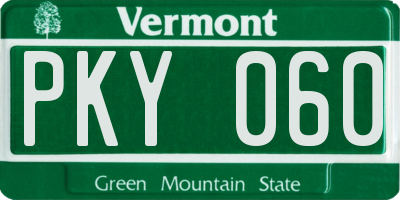 VT license plate PKY060