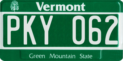 VT license plate PKY062