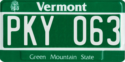VT license plate PKY063