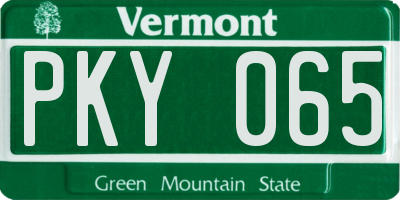 VT license plate PKY065