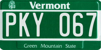 VT license plate PKY067