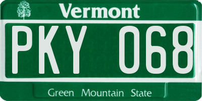 VT license plate PKY068