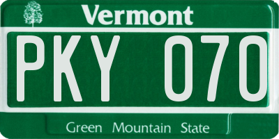 VT license plate PKY070