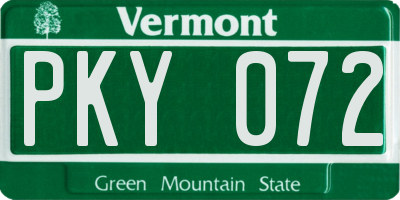 VT license plate PKY072