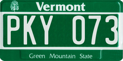 VT license plate PKY073
