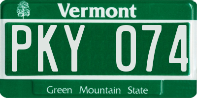 VT license plate PKY074