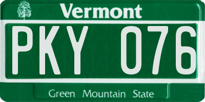 VT license plate PKY076