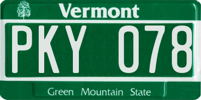 VT license plate PKY078