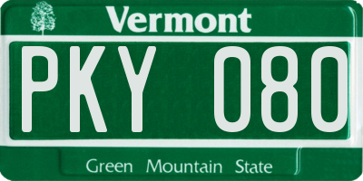 VT license plate PKY080