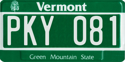 VT license plate PKY081