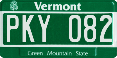 VT license plate PKY082