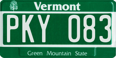VT license plate PKY083