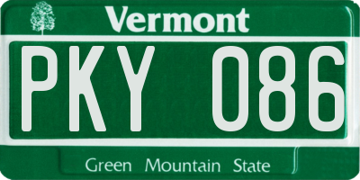VT license plate PKY086