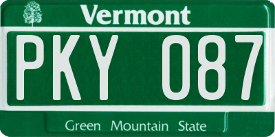 VT license plate PKY087