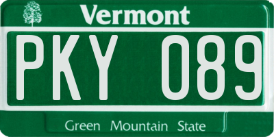 VT license plate PKY089