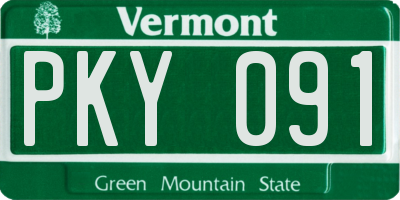 VT license plate PKY091