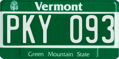 VT license plate PKY093
