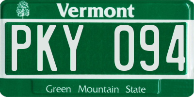 VT license plate PKY094