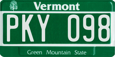 VT license plate PKY098