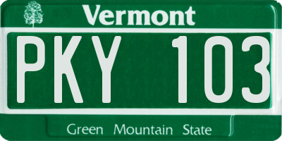 VT license plate PKY103