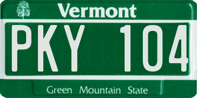 VT license plate PKY104