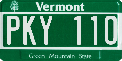 VT license plate PKY110