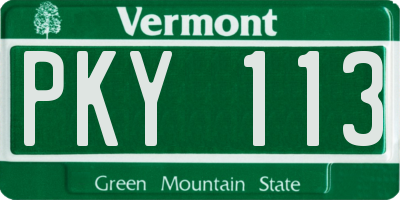 VT license plate PKY113