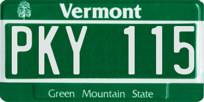 VT license plate PKY115
