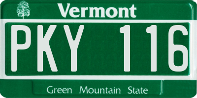 VT license plate PKY116