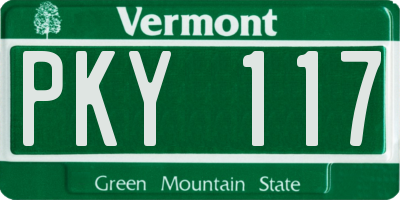 VT license plate PKY117