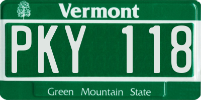 VT license plate PKY118