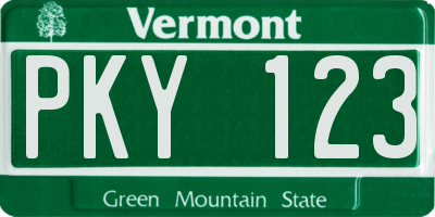 VT license plate PKY123