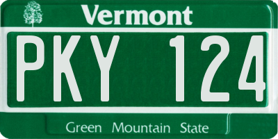 VT license plate PKY124