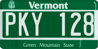 VT license plate PKY128