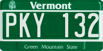 VT license plate PKY132