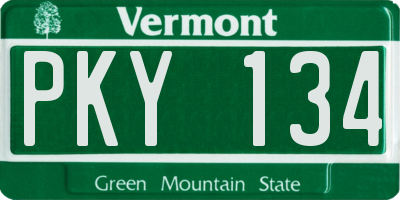 VT license plate PKY134