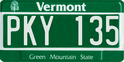 VT license plate PKY135