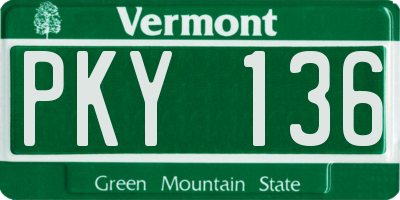 VT license plate PKY136