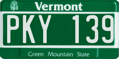 VT license plate PKY139