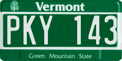 VT license plate PKY143
